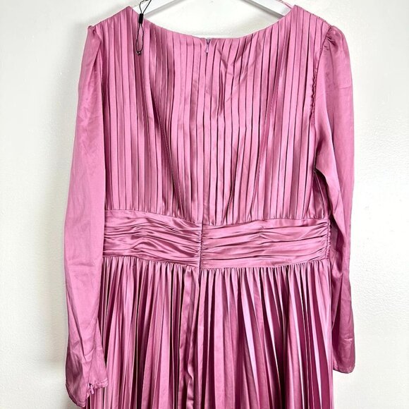 MAC DUGGAL Long Sleeve Pleated Chiffon A-Line Gown in Lilac Size US 12 - Picture 6 of 8